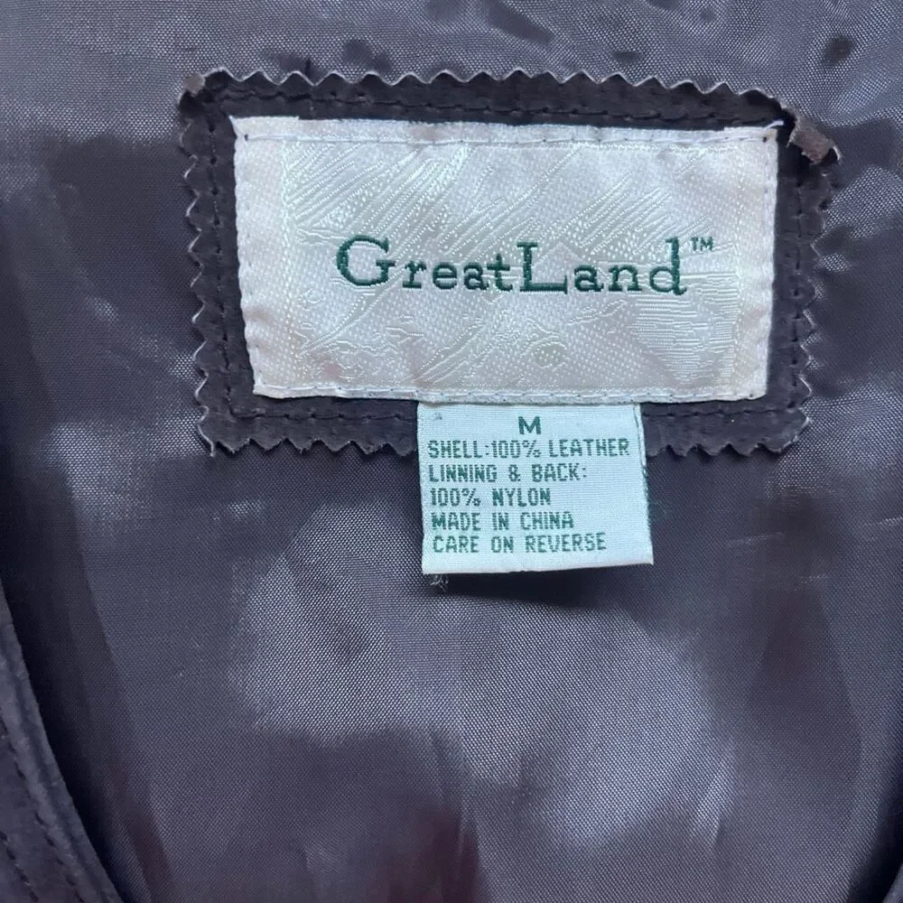 GREATLAND APPAREL Men's Medium Vintage Brown Genuine Leather Vest Western Cowboy